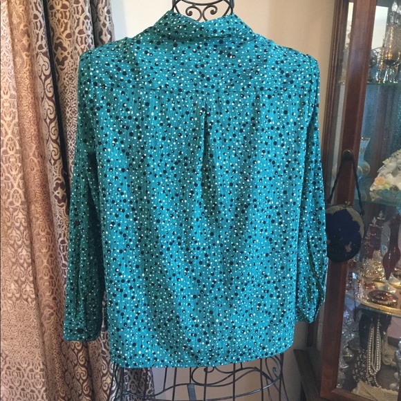 Notations green & black long sleeve blouse - Picture 4 of 8